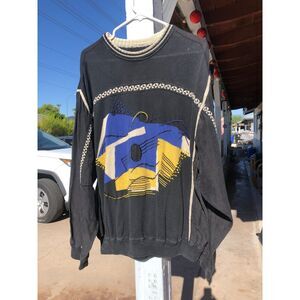 Vintage SELDOM Different Material Abstract Graphic Knit Sweater Germany Coogi, L